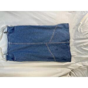 Christopher Banks Womans Y2K Midi Denim Skirt Size 14 Side Slit Boho Western